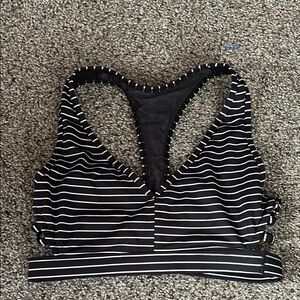 Striped Black and White Women's Sports Bra